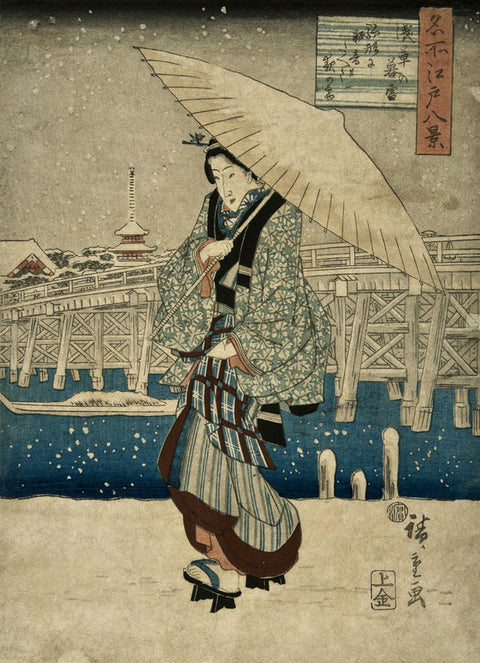 Eight Views of Edo, Evening Snow at Asakusa, date unknown