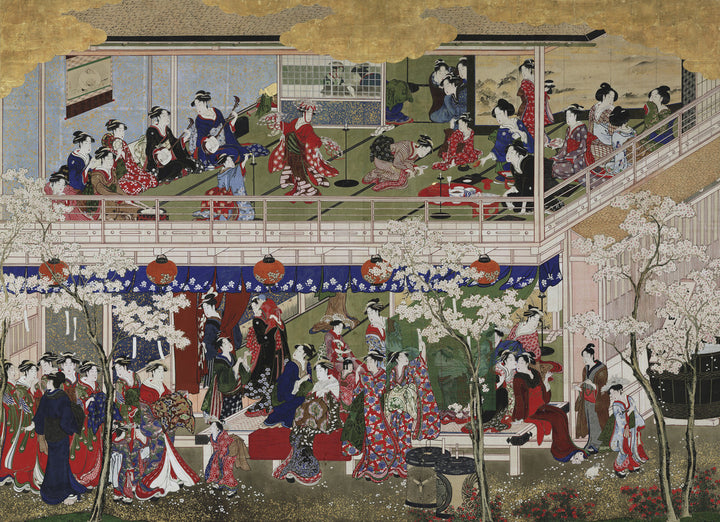Cherry Blossoms at Yoshiwara (Yoshiwara no hana zu), Japanese, Edo period